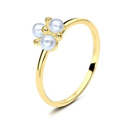 Pearl Gold Plated Silver Rings NSR-2831-GP